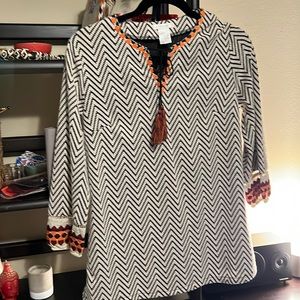 Esley Boho top with pretty collar and sleeve embroidery